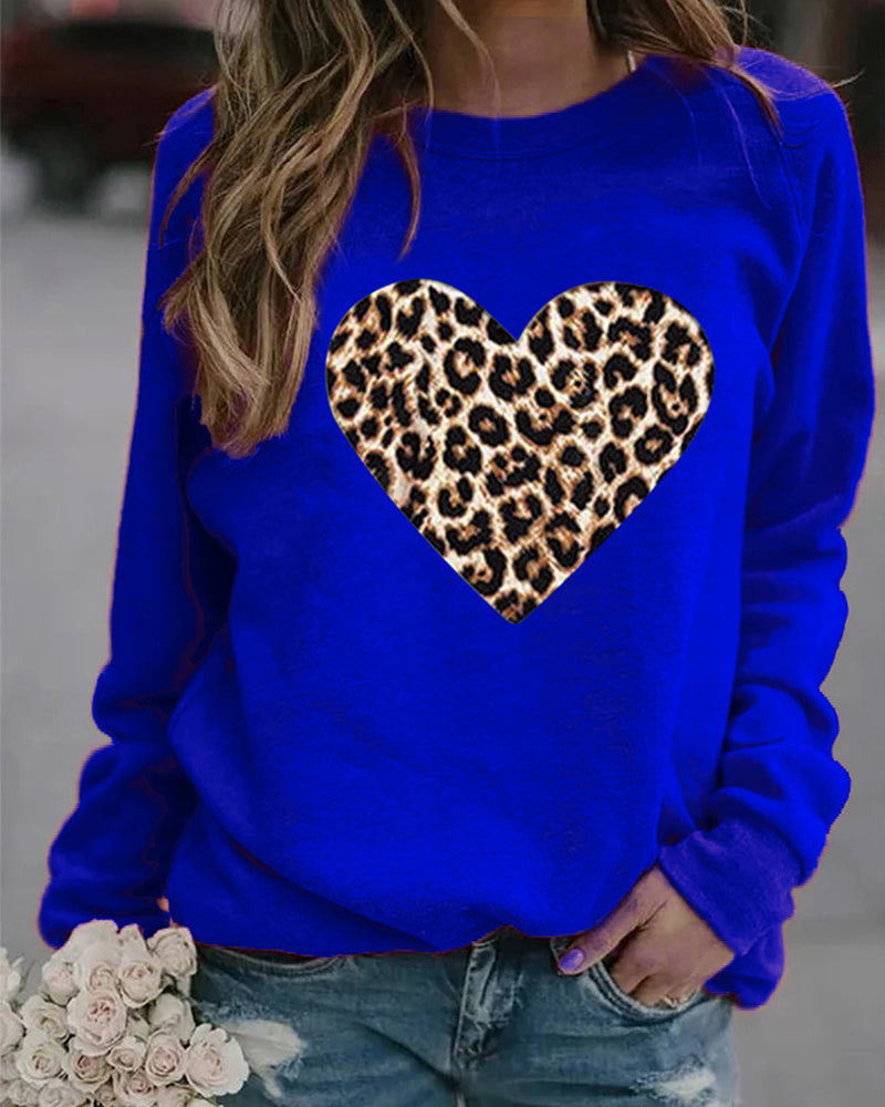 Lenka - Elegantes Sweatshirt mit Leopardenherz-Print